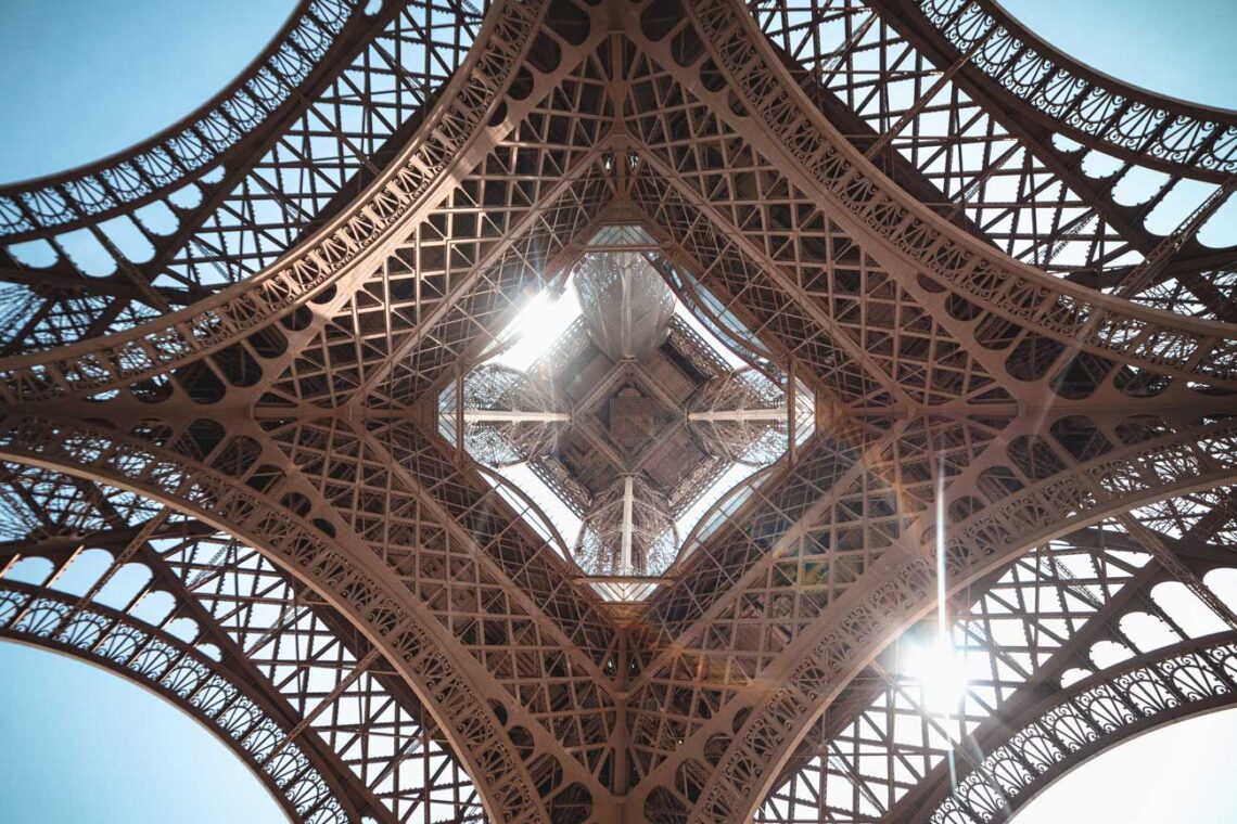 Architectural landmark: eiffel tower looking straight up from the base © guillaume meurice