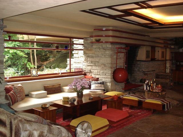 20 Famous Architectural Landmarks In The United States For Architects 229 Architectural landmark: fallingwater interior living room ยฉ jeffrey neal