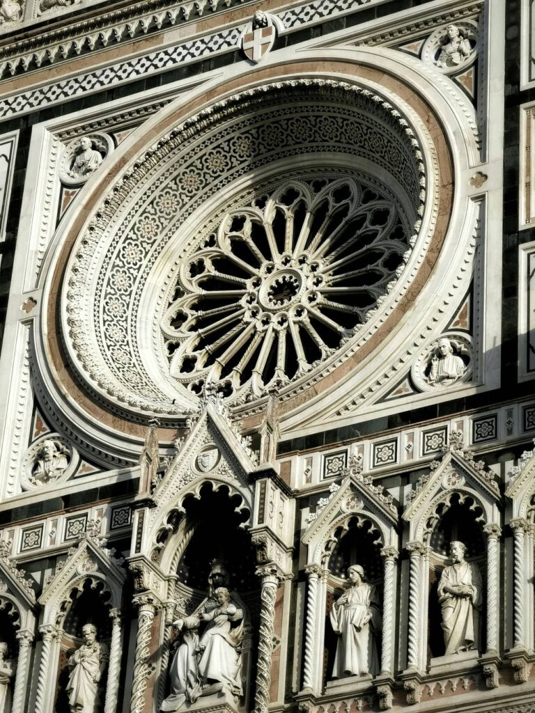 Architectural landmark: florence cathedral rose window on main facade © klement doda