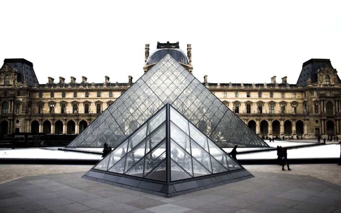 Architectural landmark: louvre pyramid, main and small pyramids © alex holyoake