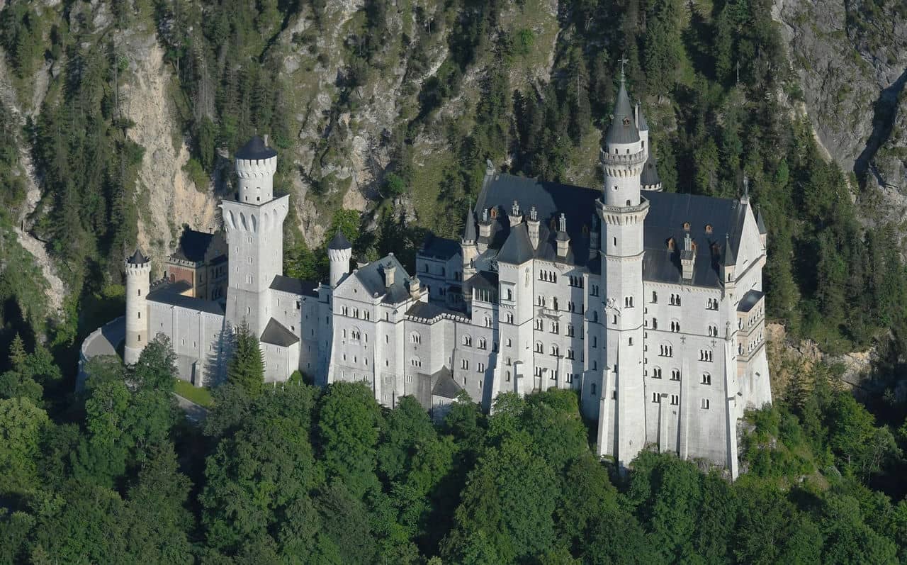 Architectural landmark: neuschwanstein castle southeast aerial view © jeff wilcox
