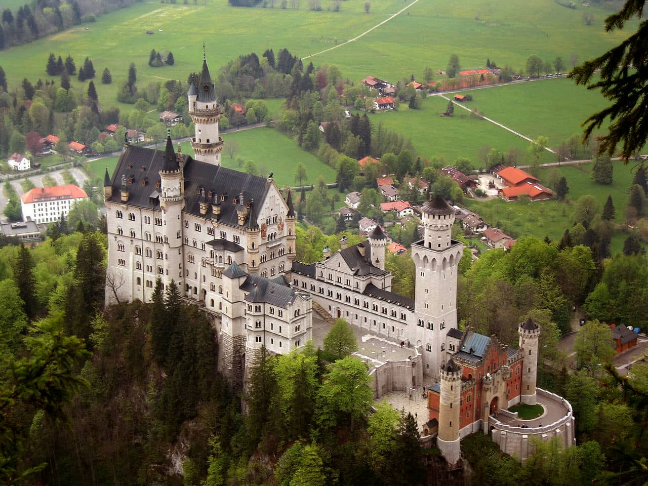 Architectural landmark: neuschwanstein castle southeast aerial view © jeff wilcox