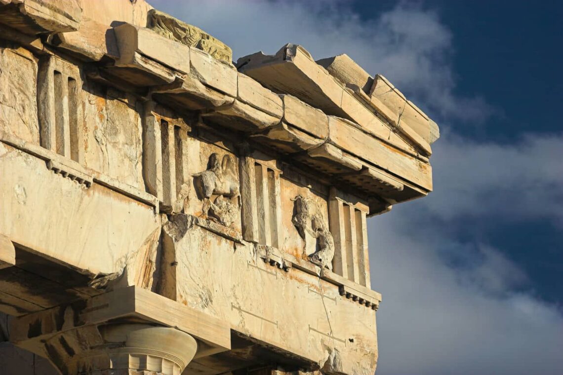 Architectural landmark: parthenon west metopes © wikipedia