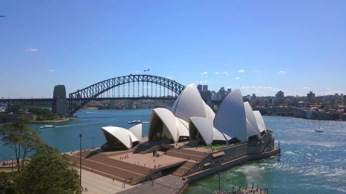 Architectural landmark: sydney opera house aerial view © ingus kruklitis