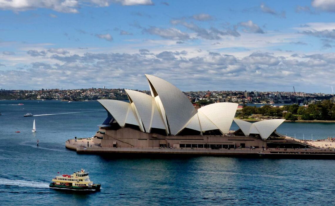 Architectural landmark: sydney opera house view from west © bernard spragg