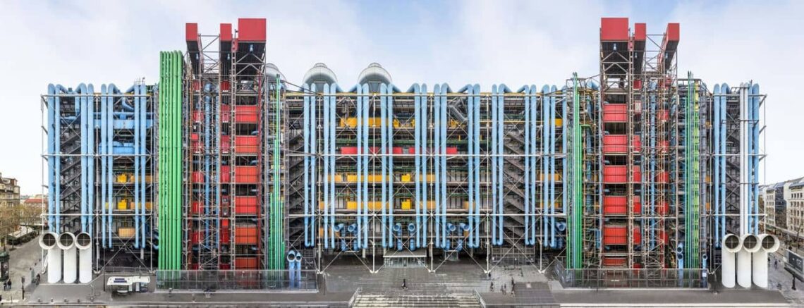 Architectural landmark: the centre pompidou, east façade © drouot. Com