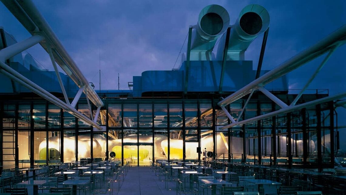 Architectural landmark: the centre pompidou, restaurant outdoor terrace © nicolas borel