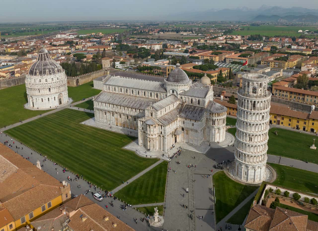 Leaning tower of pisa aerial view of cathedral square © arne müseler