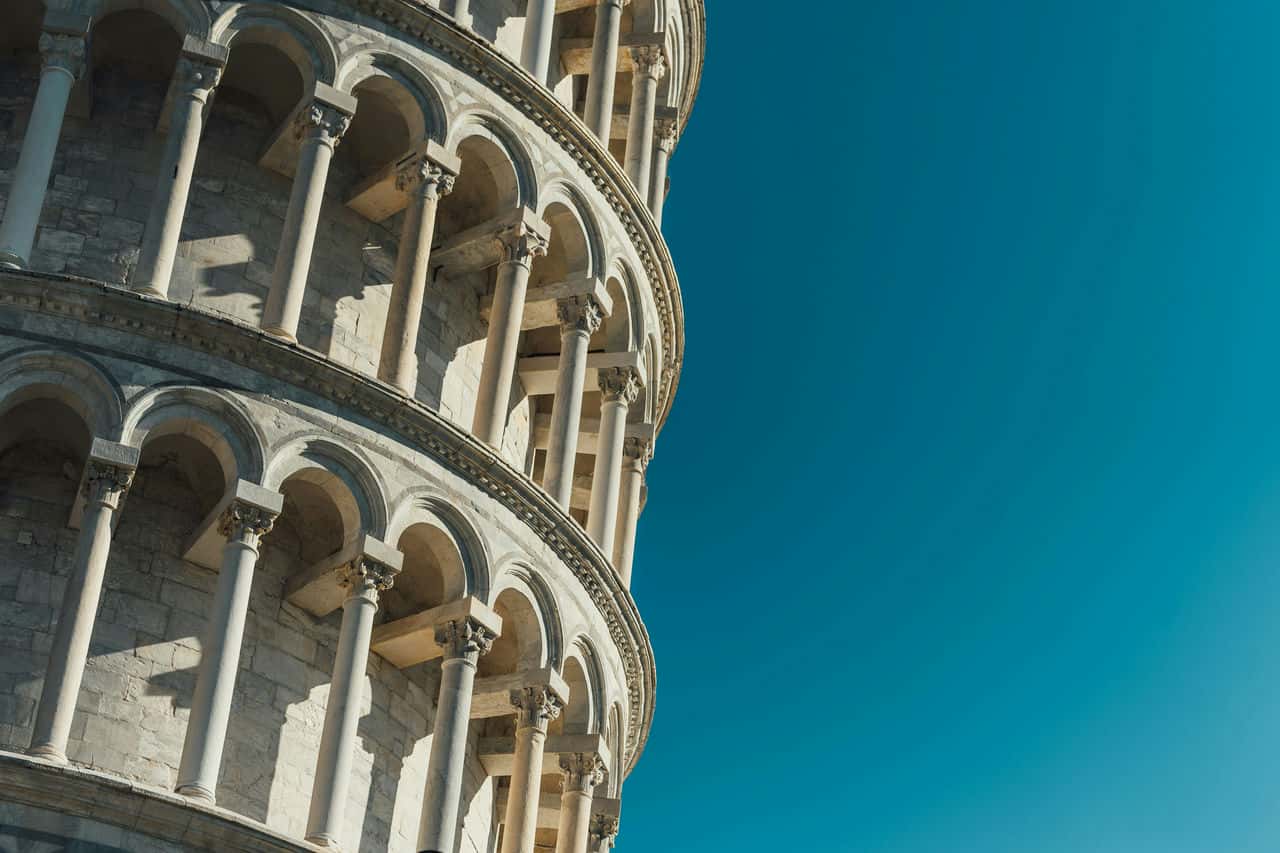 Leaning tower of pisa detailed columns © goh rhy yan