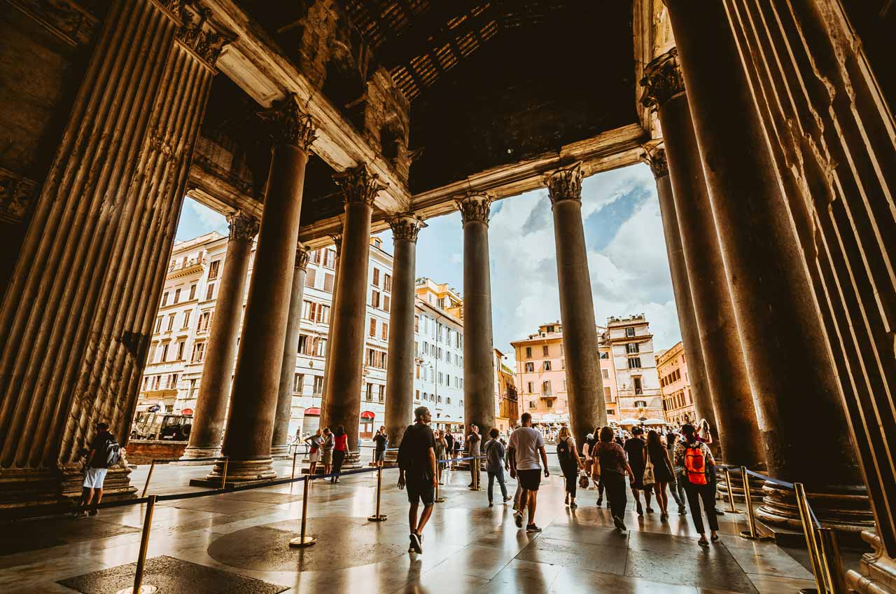 Pantheon rome entrance from inside © chris czermak
