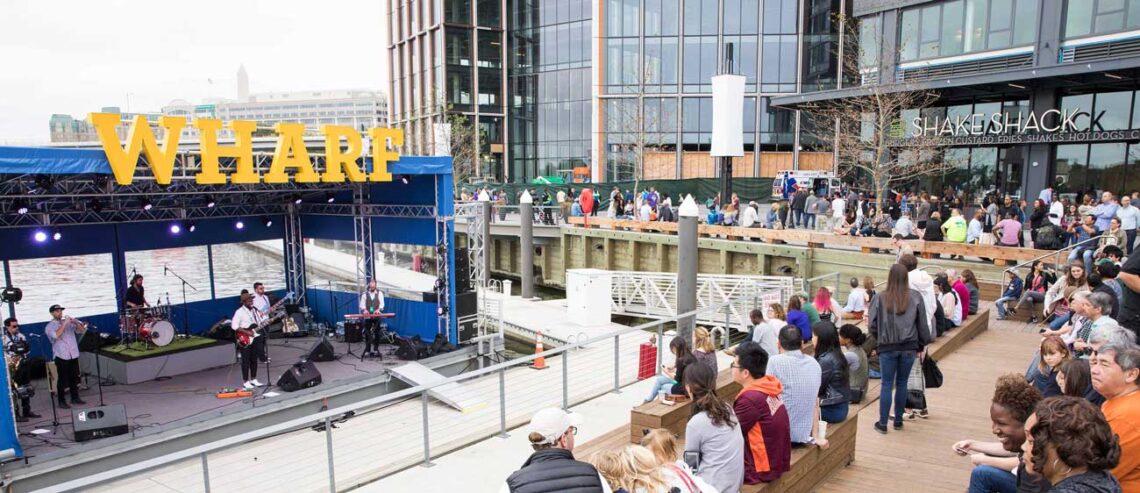 Perkins eastman: district wharf floating stage for live music