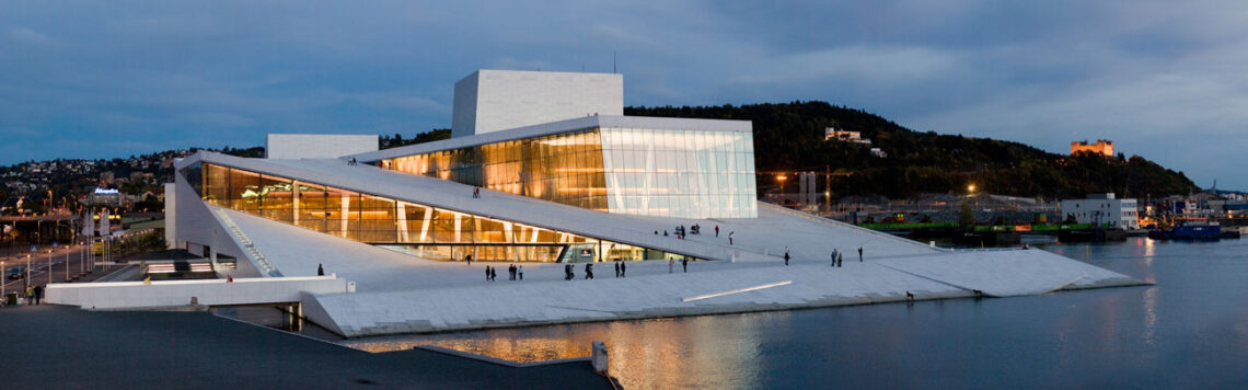 Snøhetta: oslo opera house facade at night © rafał konieczny