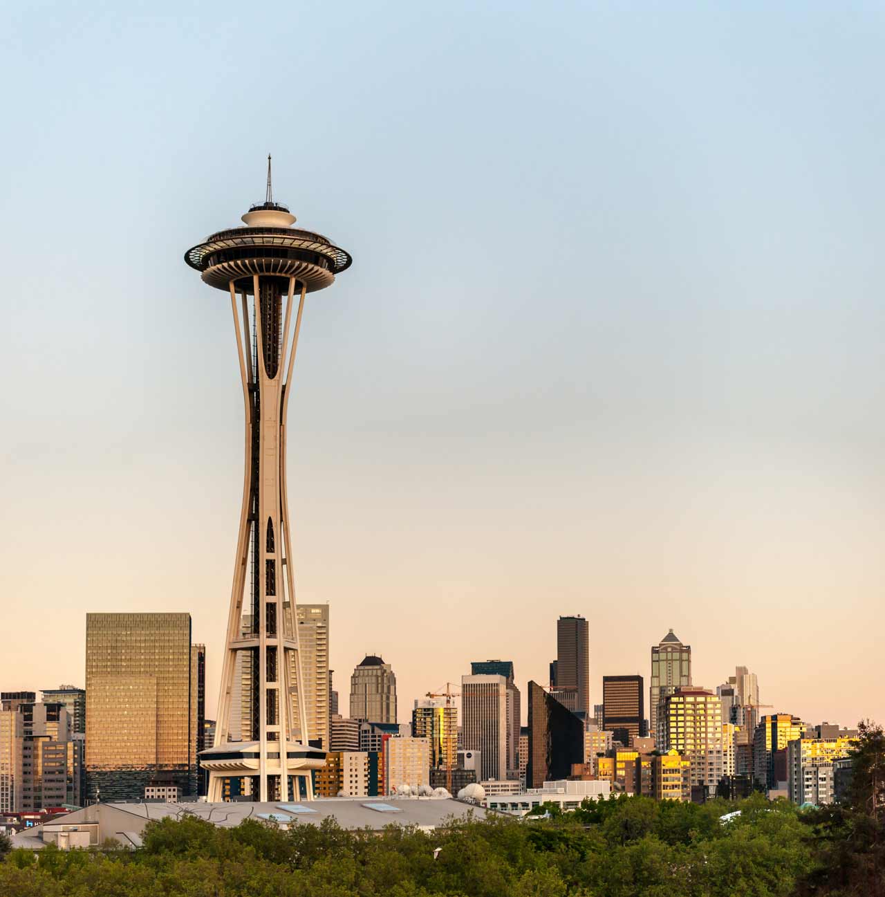 Space needle observation tower cityscape view © sergei a