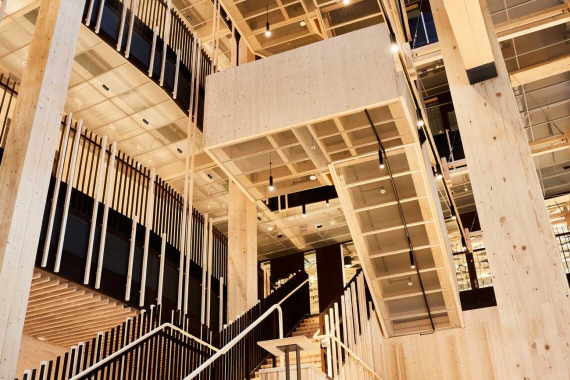 White arkitekter: magasin x distinctive staircase rising up all 7 floors