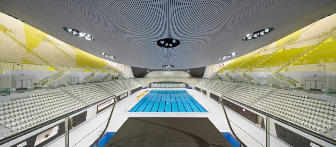 Zaha hadid architects: london aquatics centre 50 meter olympic pool with ten lanes © helene binet