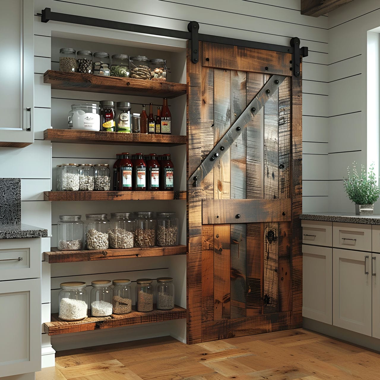 Barn Door Pantry Pantry: size, functionality, uses, furniture and renovation