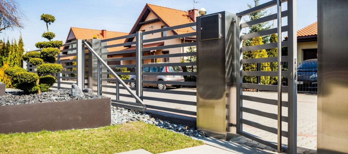 8. Shiny steel fence and metal gate