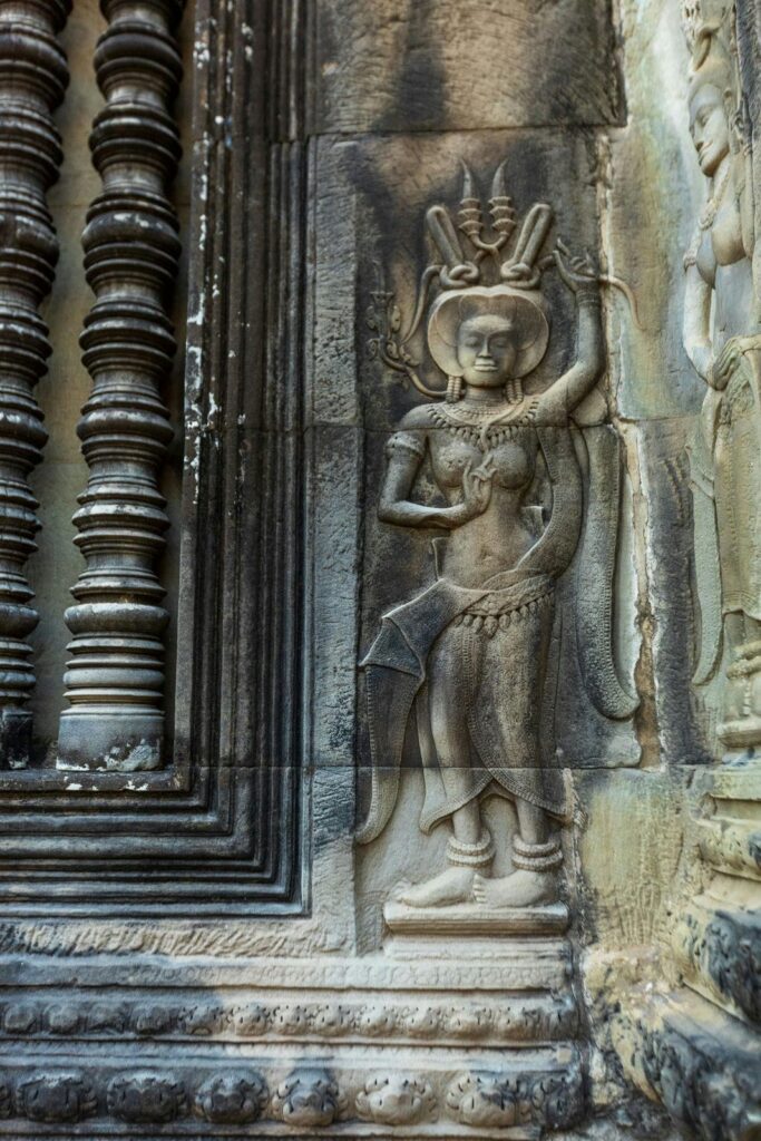 Architectural landmark: angkor wat closeup of carved wall © serg alesenko