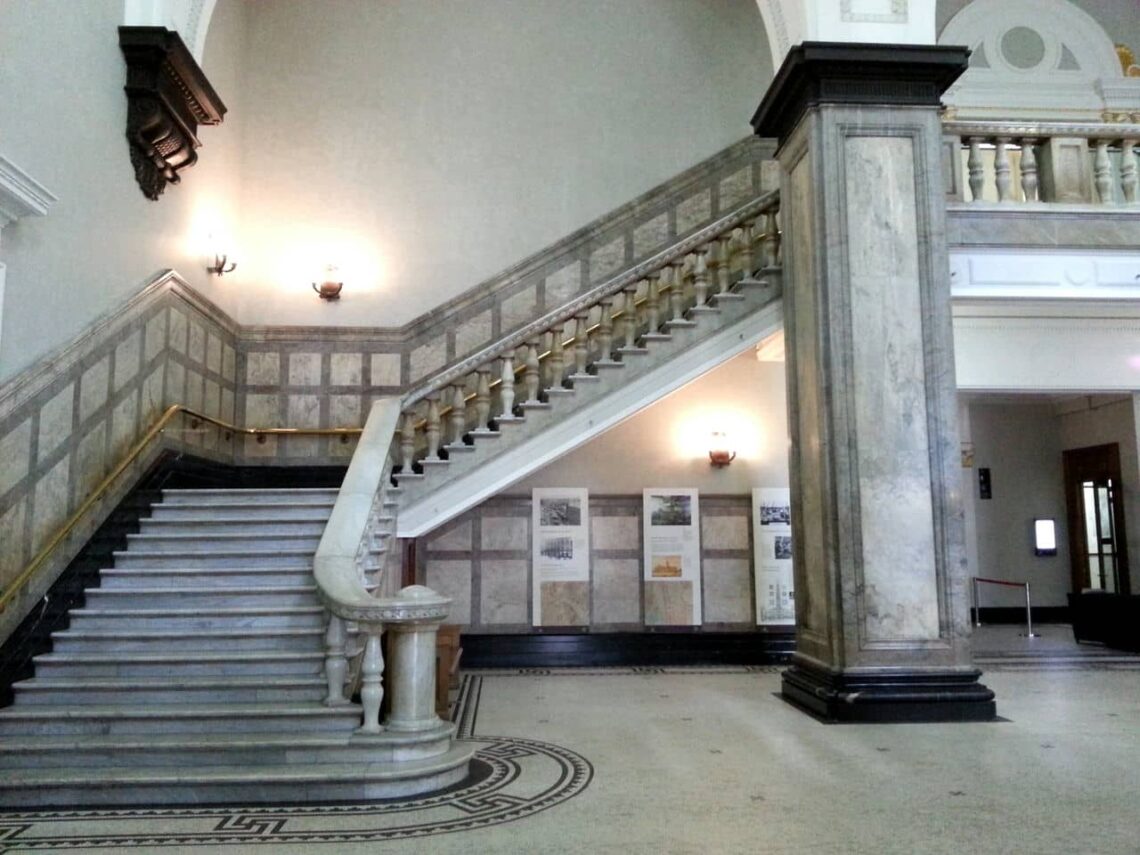 Architectural landmark: brisbane city hall marble staircase © aussiemobs