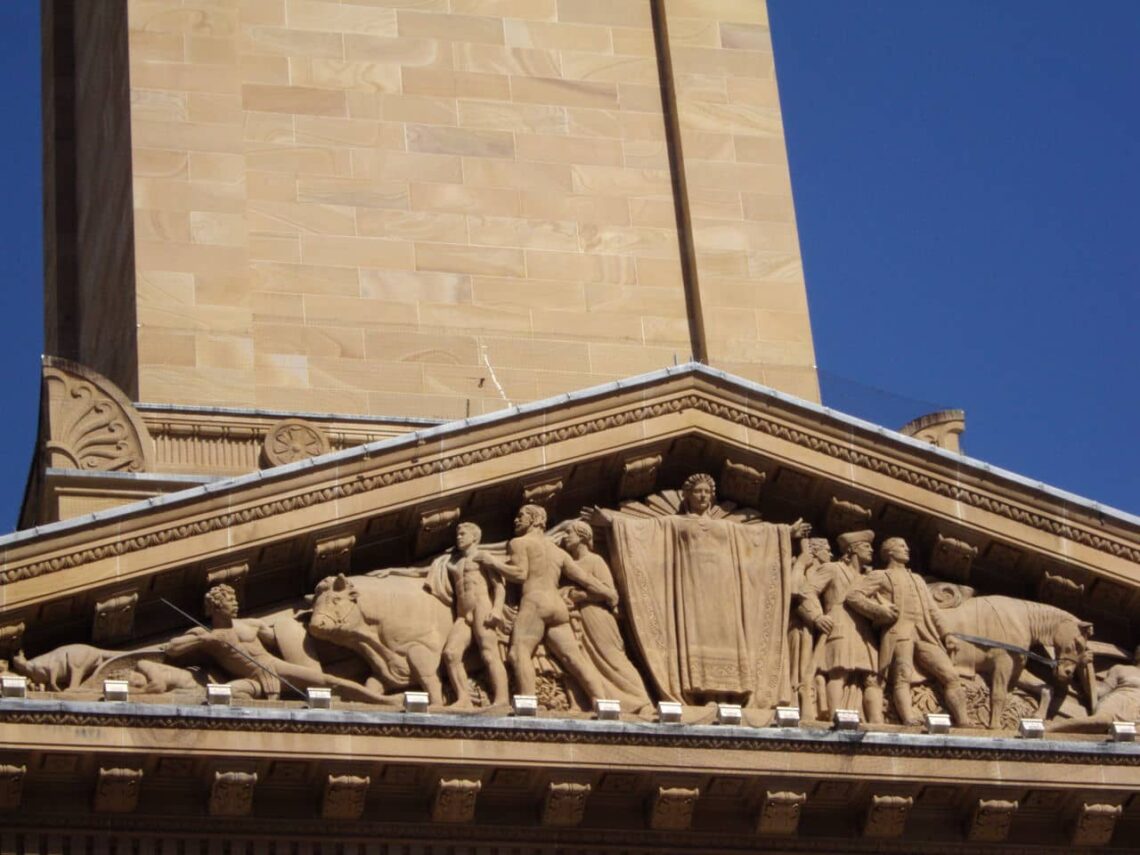 Architectural landmark: brisbane city hall pediment frieze © denisbin