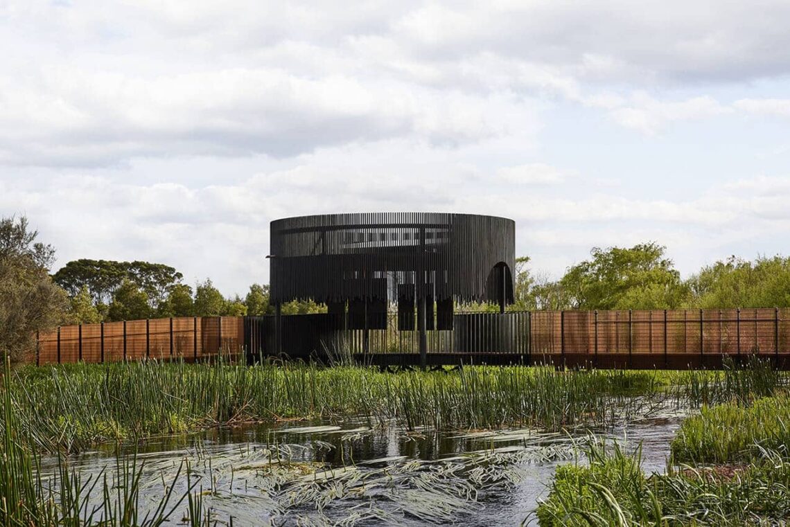 Architectural landmark: budj bim cultural landscape tyrendarra ipa raised pathways © tess kelly / cooper scaife architects