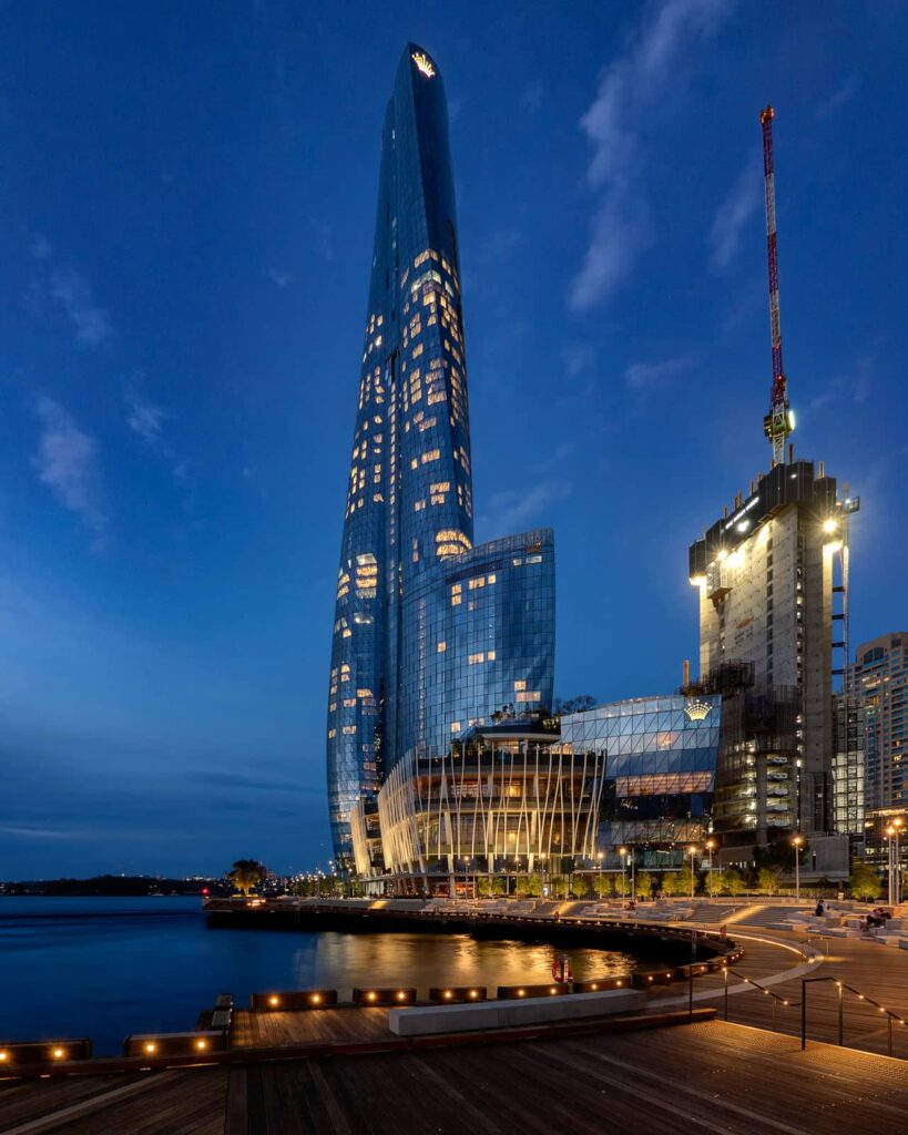 Architectural landmark: crown sydney at night © chris hearne