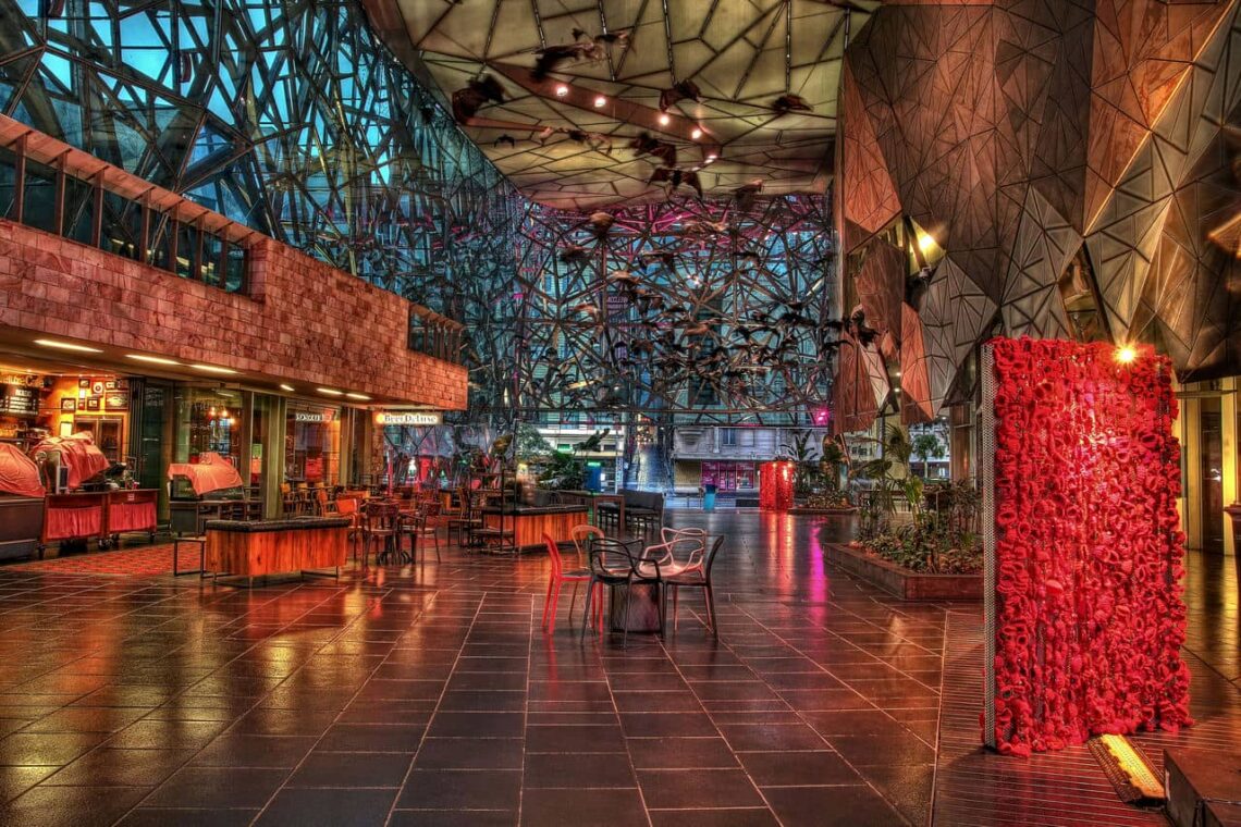 Architectural landmark: federation square inside the atrium © david