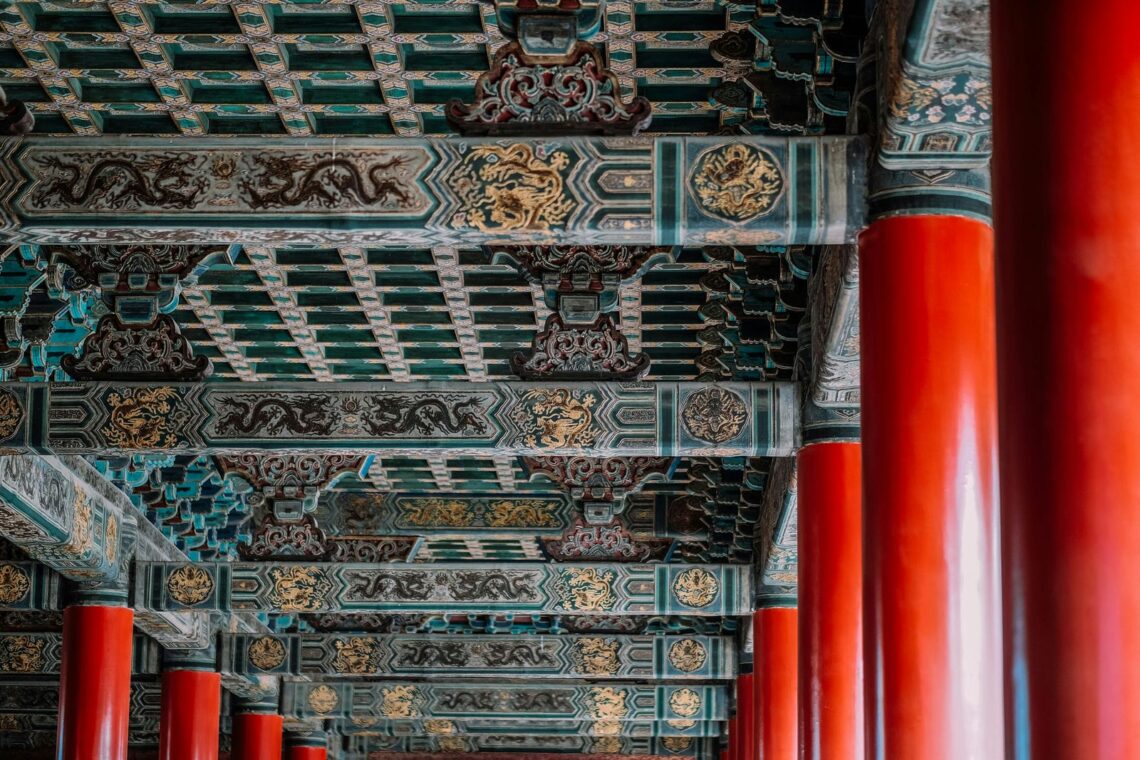 Architectural landmark: forbidden city ceiling details of hall of supreme harmony © wong zihoo