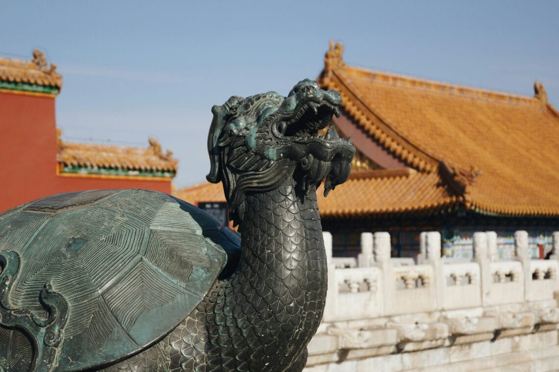Architectural landmark: forbidden city dragon turtle statue © gigi