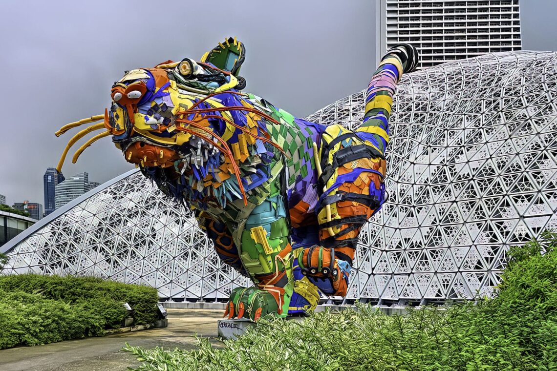 18 Famous Architectural Landmarks In Asia For Architects 383 Architectural landmark: gardens by the bay trash-sure (tiger sculpture made from waste materials) ยฉ choo yut shing