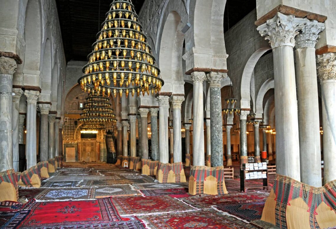 Architectural landmark: great mosque of kairouan prayer hall interior © dennis jarvis