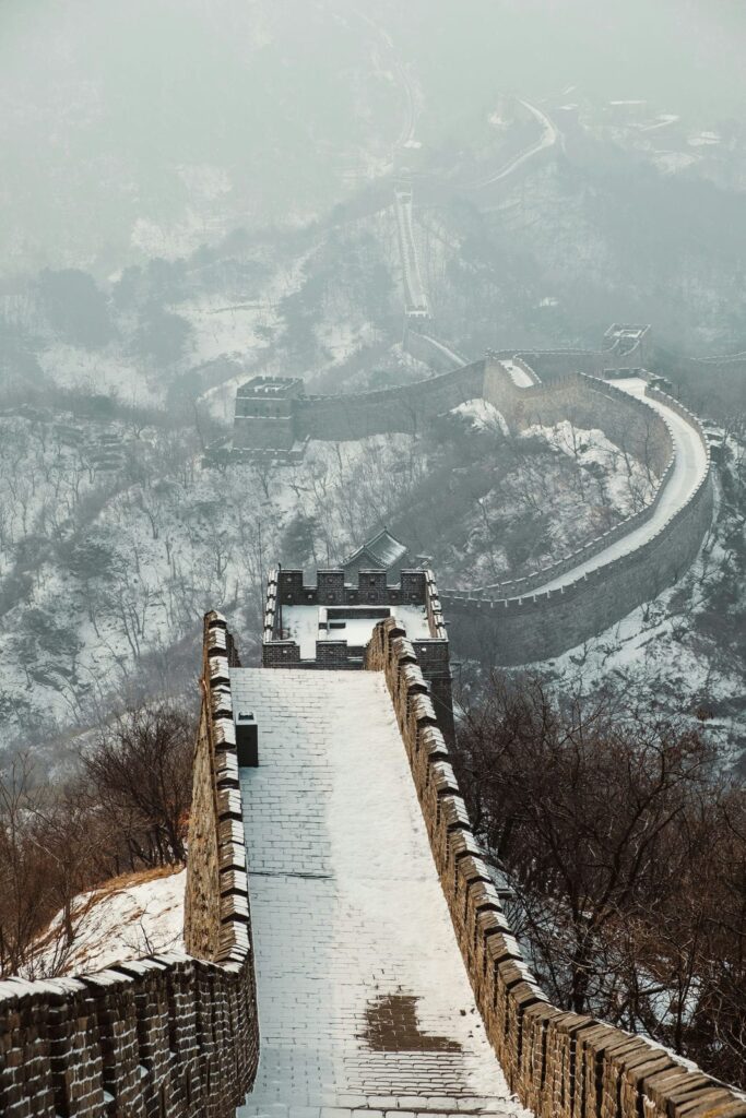 Architectural landmark: great wall of china covered with snow © andrea leopardi