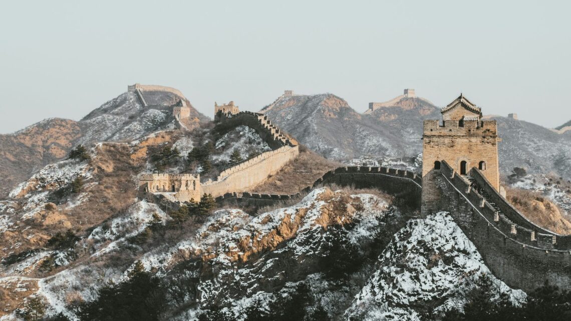 Architectural landmark: great wall of china snow scenery © max van den oetelaar