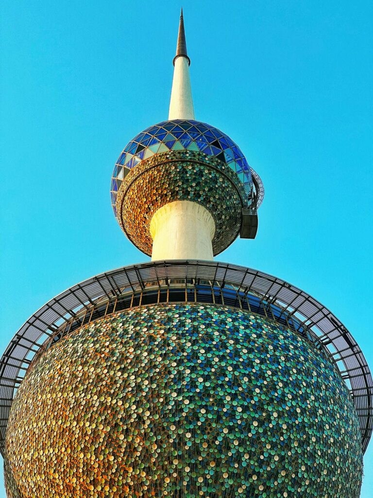 Architectural landmark: kuwait towers closeup of two spheres © sohrab zia