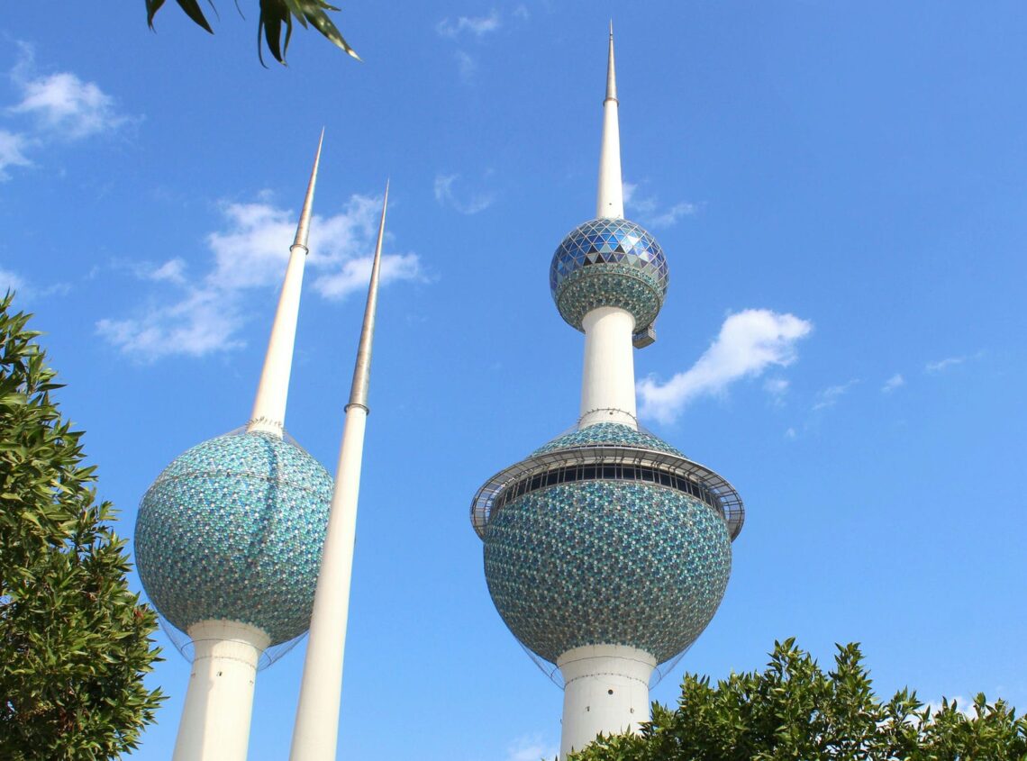 Architectural landmark: kuwait towers three spheres exterior closeup © khalid mardini