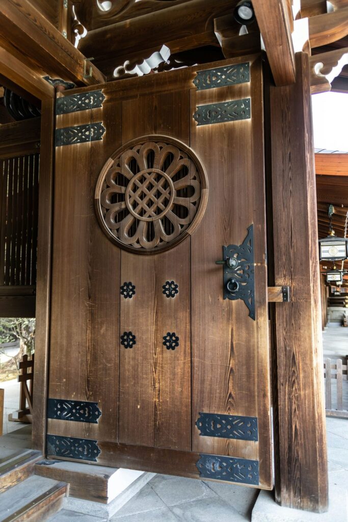 Architectural landmark: meiji shrine carved filigree © annie fairfax