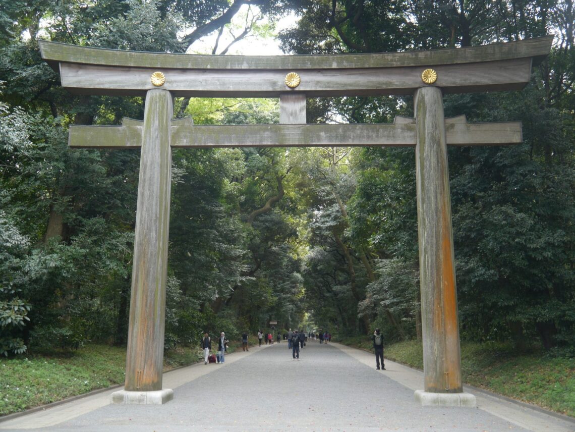 Architectural landmark: meiji shrine torii gate © zairon