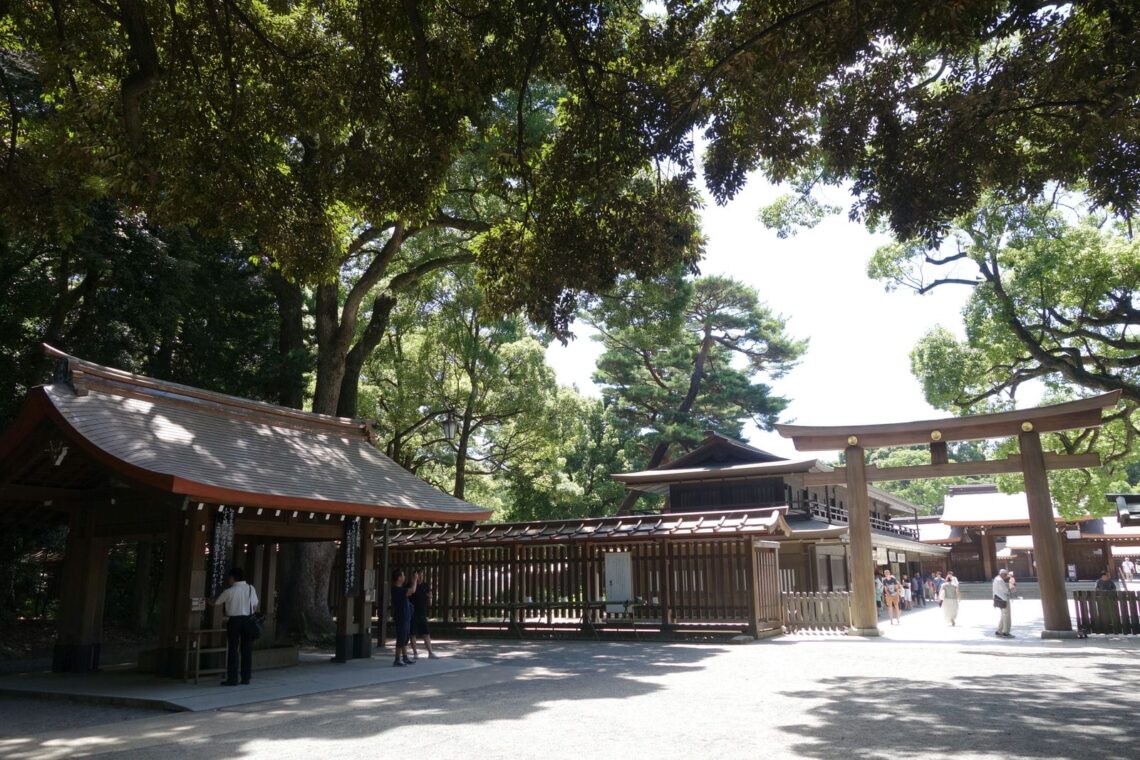Architectural landmark: meiji shrine washing station at the entrance © koukat
