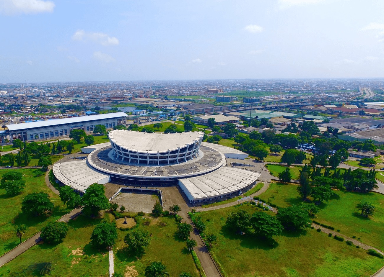 Architectural landmark: national theater nigeria aerial © bolarzeal
