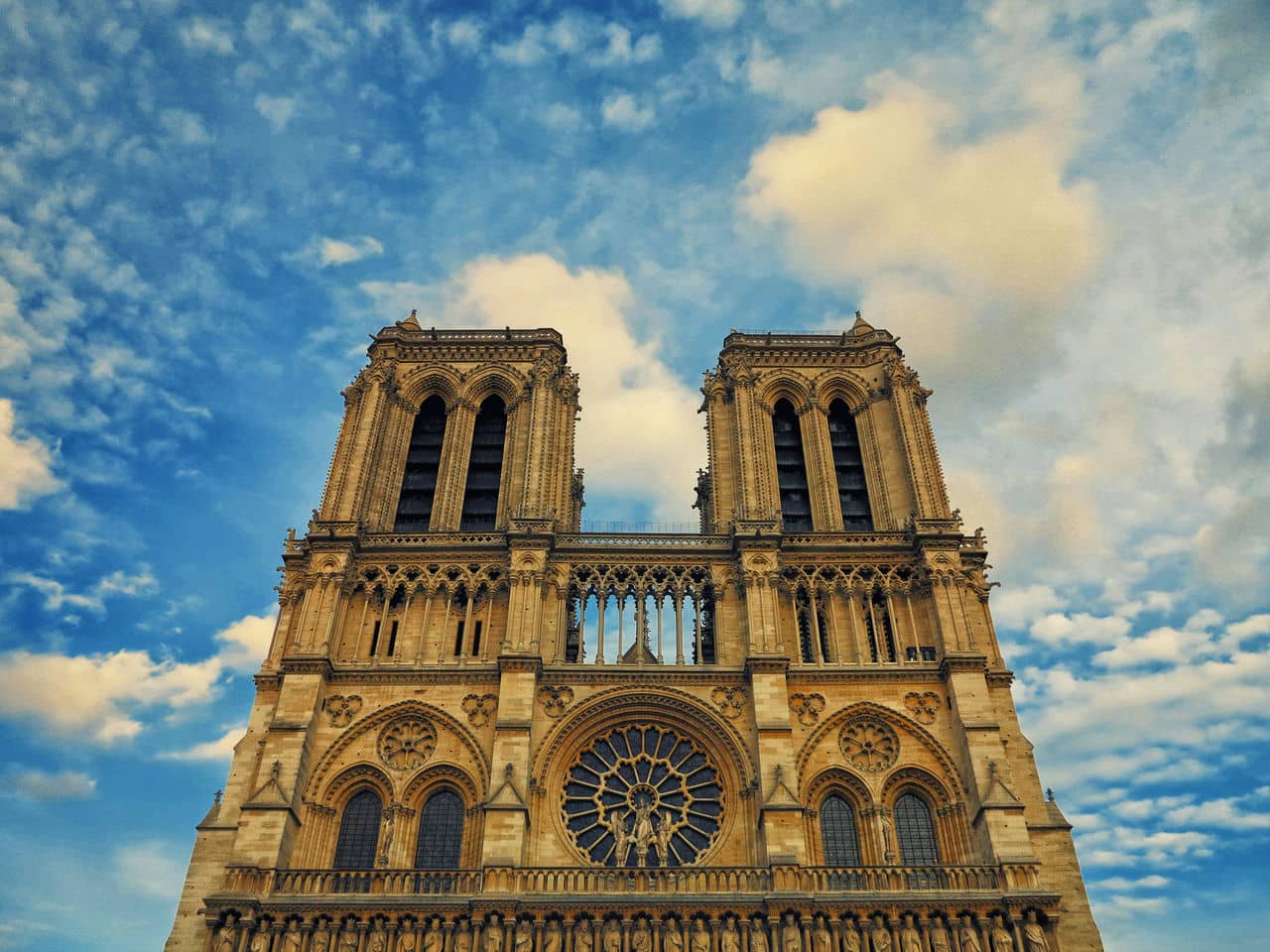 Architectural landmark: notre dame cathedral paris entrance view © rohan reddy