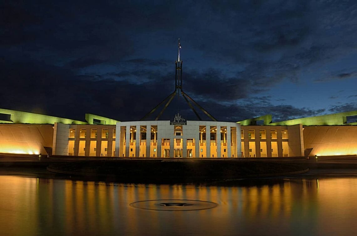 Architectural landmark: parliament house at night © michael