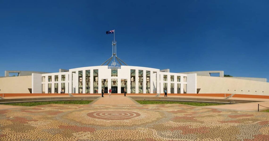 Architectural landmark: parliament house forecourt mosaic © long zheng