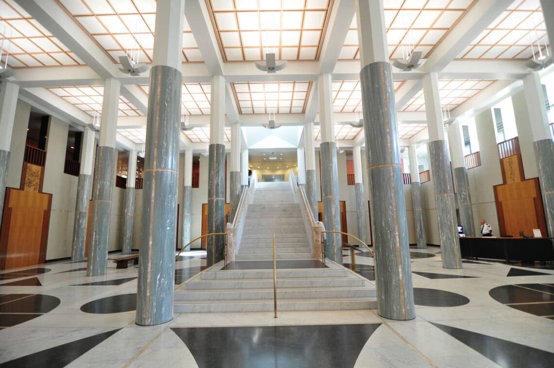 Architectural landmark: parliament house marble staircase © oscar gruno