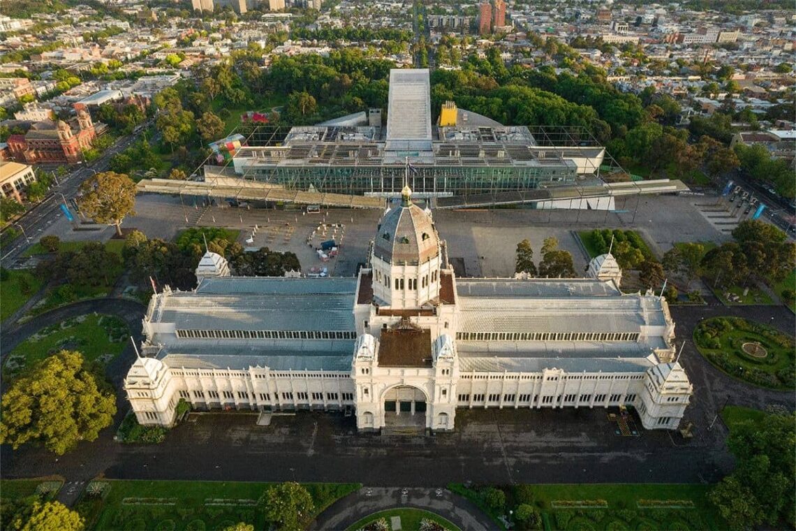 Architectural landmark: royal exhibition building aerial shot © john gollings