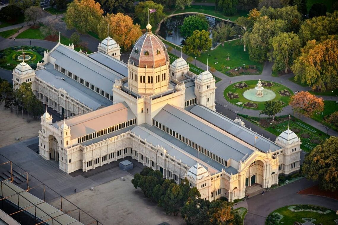 Architectural landmark: royal exhibition building aerial view © melbourne