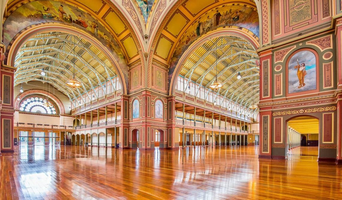 Architectural landmark: royal exhibition building deep arched doorways © stewart donn photography