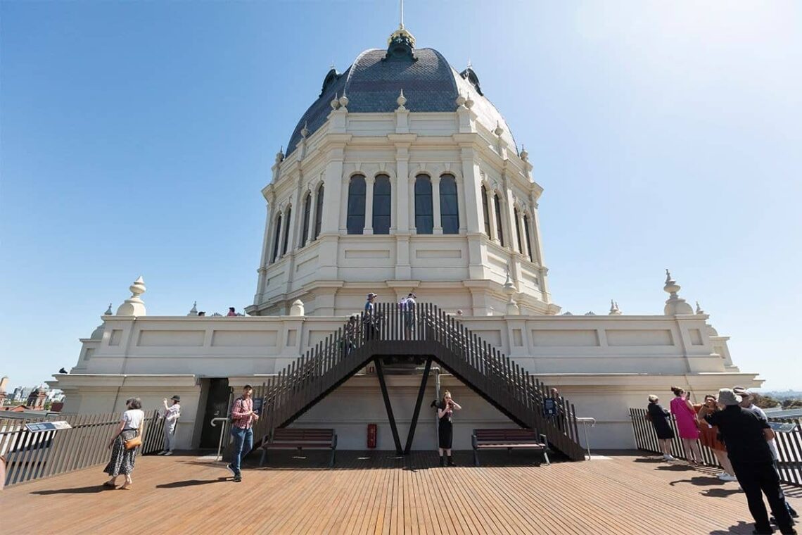Architectural landmark: royal exhibition building dome promenade © john gollings