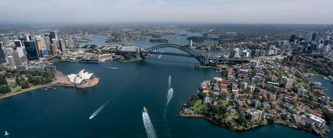 Architectural landmark: sydney harbour bridge aerial view © mudassir ali