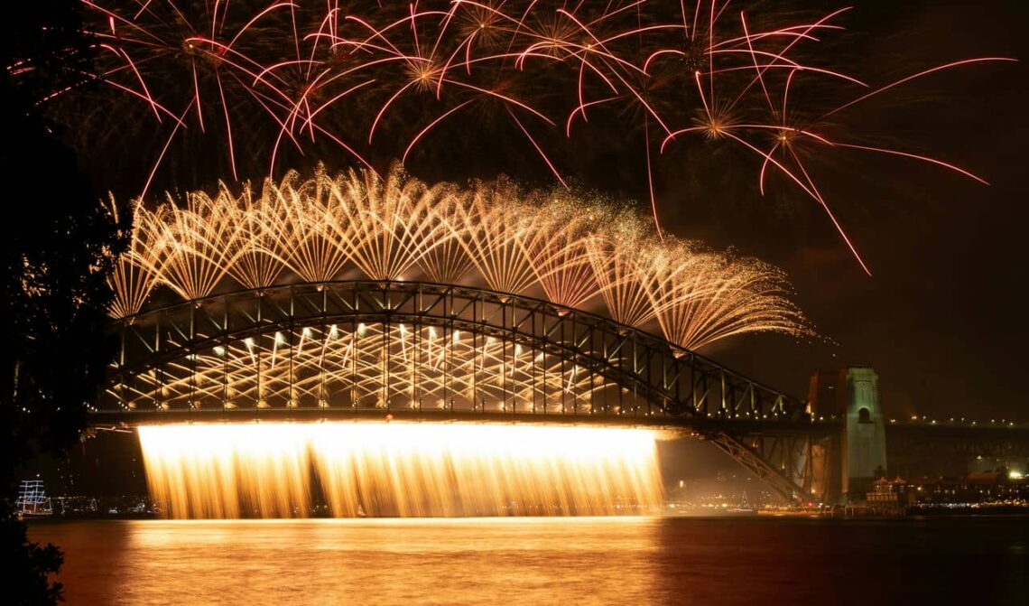 Architectural landmark: sydney harbour bridge fireworks © jayden lynch