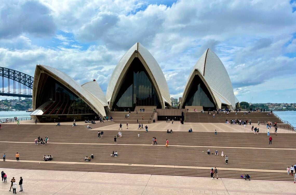 Architectural landmark: sydney opera house forecourt © sue milks